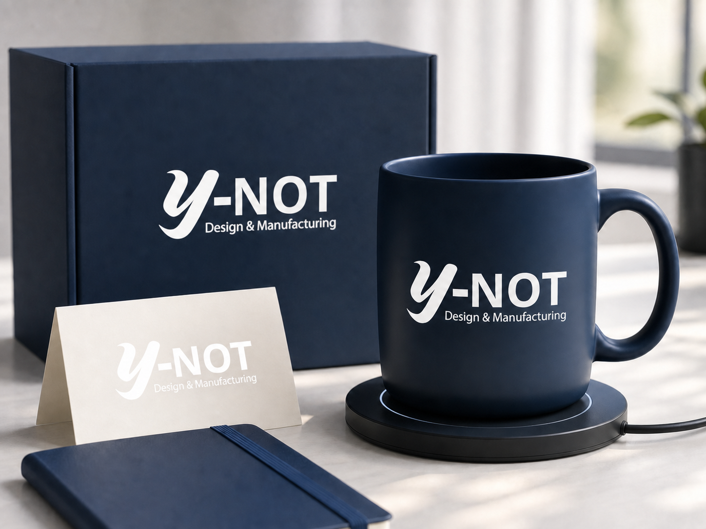 Ember branded ceramic mug included in Y-Not employee gift kit