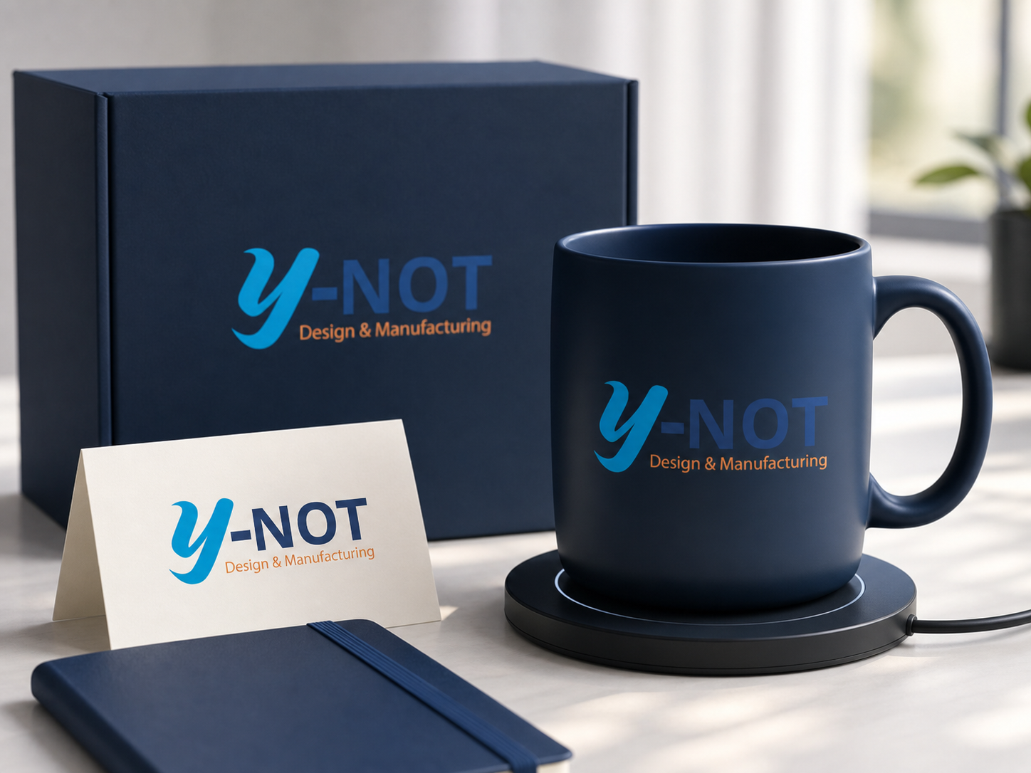 Ember branded ceramic mug included in Y-Not employee gift kit